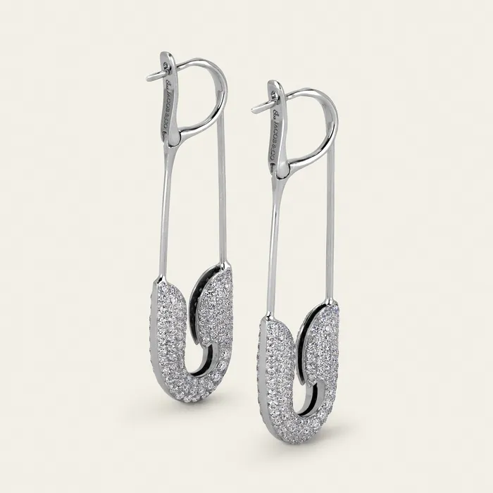 Securus Diamond Earrings Hand crafted in 18k white gold and set with 347 highquality round brilliant cut diamonds Earrings