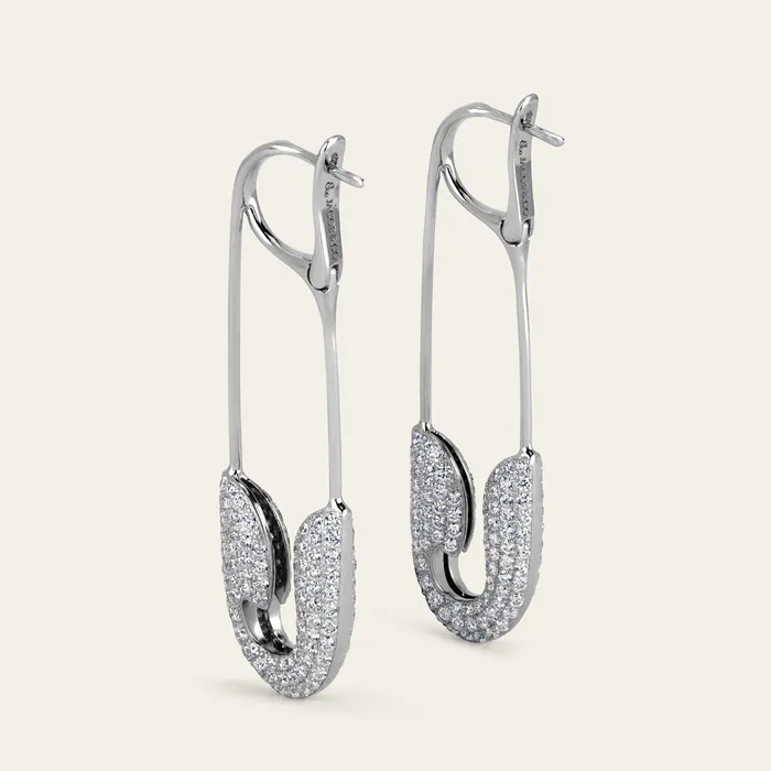 Securus Diamond Earrings Hand crafted in 18k white gold and set with 347 highquality round brilliant cut diamonds Earrings