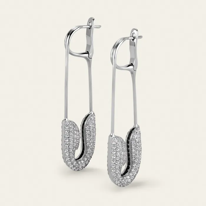 Securus Diamond Earrings Hand crafted in 18k white gold and set with 347 highquality round brilliant cut diamonds Earrings