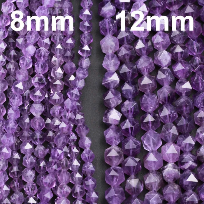 Superior A Grade Geometric Cut Star Cut Genuine 100 Natural Amethyst Faceted 6mm 8mm 10mm 12mm Rounded Nugget Delicious Purple Beads 16 Strand Intrinsic Trading Earrings