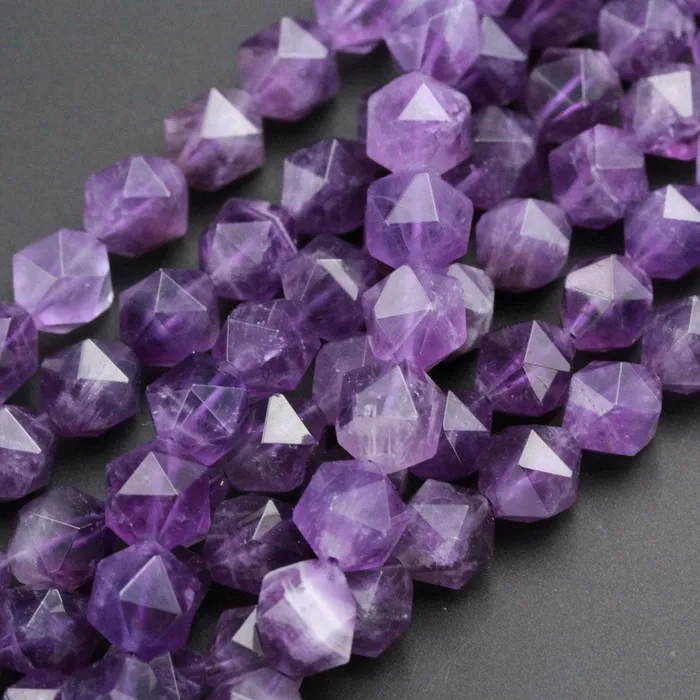 Superior A Grade Geometric Cut Star Cut Genuine 100 Natural Amethyst Faceted 6mm 8mm 10mm 12mm Rounded Nugget Delicious Purple Beads 16 Strand Intrinsic Trading Earrings