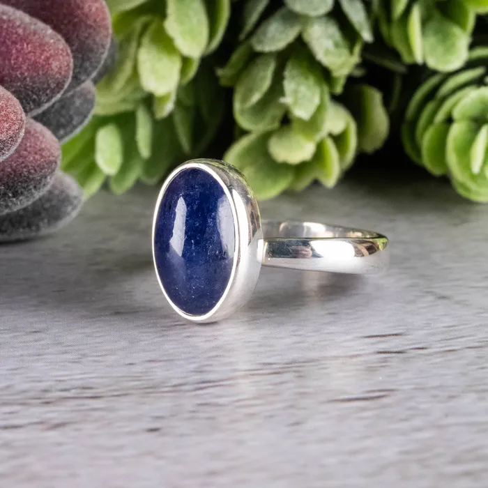 Tanzanite Ring 13x8mm Size 75 Adjustable 925 Silver InnerVision Crystals Rings