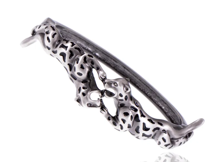 Alilang Bracelets Antique Dueling Spotted Leopards Bangle Bracelet