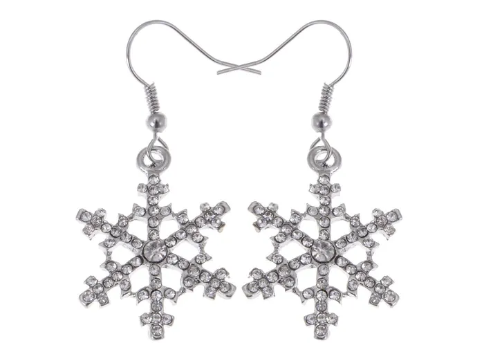 Alilang Christmas Winter Snow Snowflake Ice Cold Dangle Drop Earrings Necklace Set Earrings