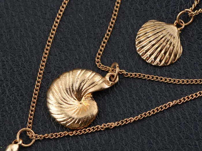 Alilang Necklaces Layered 2 Chains Dangling Textured Starfish Pendant Beach Bride Bib Necklace