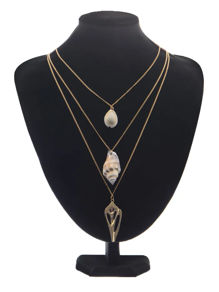 Alilang Necklaces Layered 2 Chains Dangling Textured Starfish Pendant Beach Bride Bib Necklace
