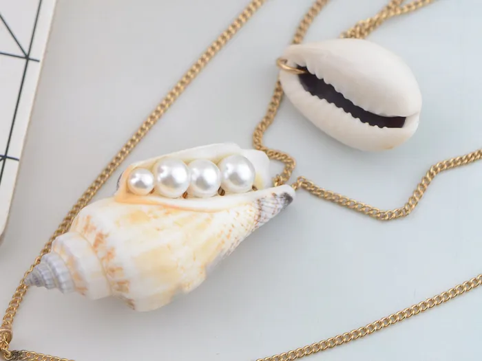 Alilang Necklaces Layered 2 Chains Dangling Textured Starfish Pendant Beach Bride Bib Necklace