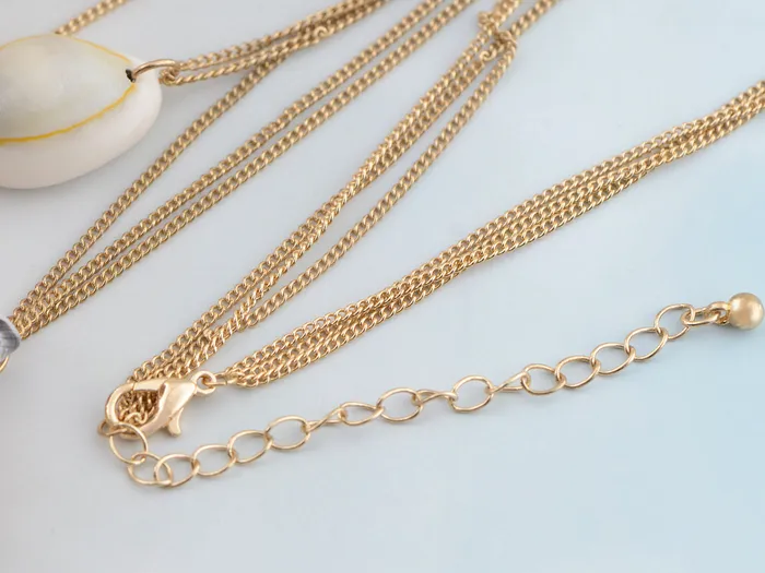 Alilang Necklaces Layered 2 Chains Dangling Textured Starfish Pendant Beach Bride Bib Necklace