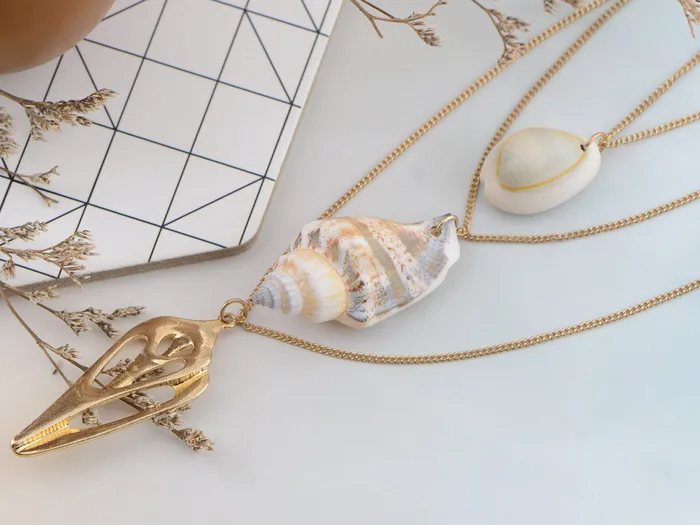 Alilang Necklaces Layered 2 Chains Dangling Textured Starfish Pendant Beach Bride Bib Necklace