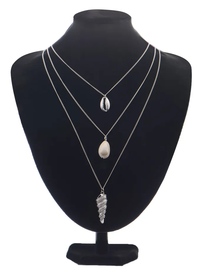 Alilang Necklaces Layered 2 Chains Dangling Textured Starfish Pendant Beach Bride Bib Necklace