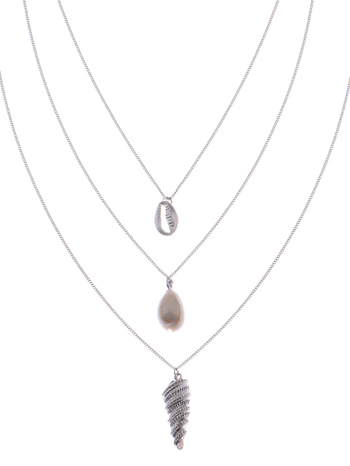 Alilang Necklaces Layered 2 Chains Dangling Textured Starfish Pendant Beach Bride Bib Necklace