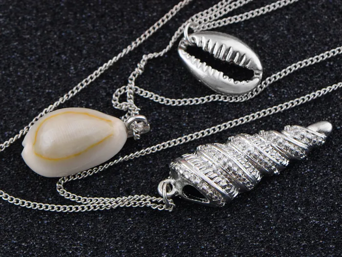 Alilang Necklaces Layered 2 Chains Dangling Textured Starfish Pendant Beach Bride Bib Necklace