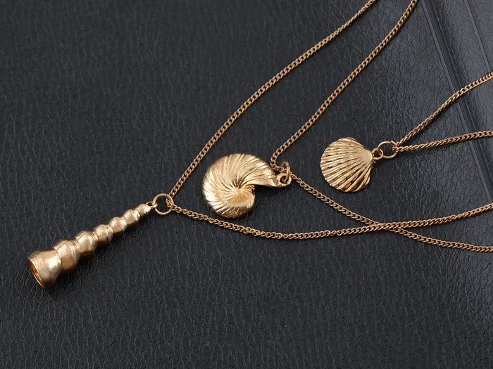 Alilang Necklaces Layered 2 Chains Dangling Textured Starfish Pendant Beach Bride Bib Necklace