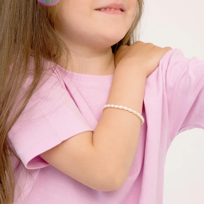 Baby Pearl Bracelets Bracelets 57 Tiny Cross Elongated Freshwater Cultured Pearl Baby Kids Teen Bracelet