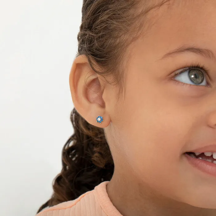 Baby Screw Back Earrings Earrings 18k Gold Cubic Zirconia Flower Baby Toddler Kids Earrings Safety Screw Back