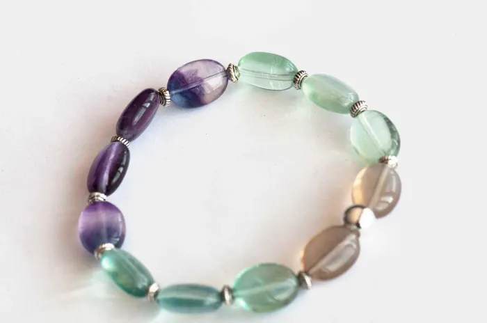 Banded Fluorite Ovals Single Stretch Bracelet Fierce Lynx Designs Bracelets