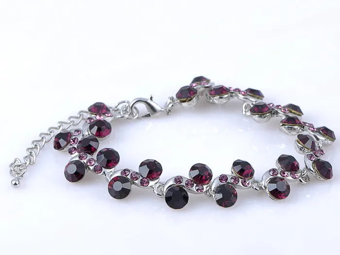 Bracelets Alilang Silver Purple Flower Link Bracelet
