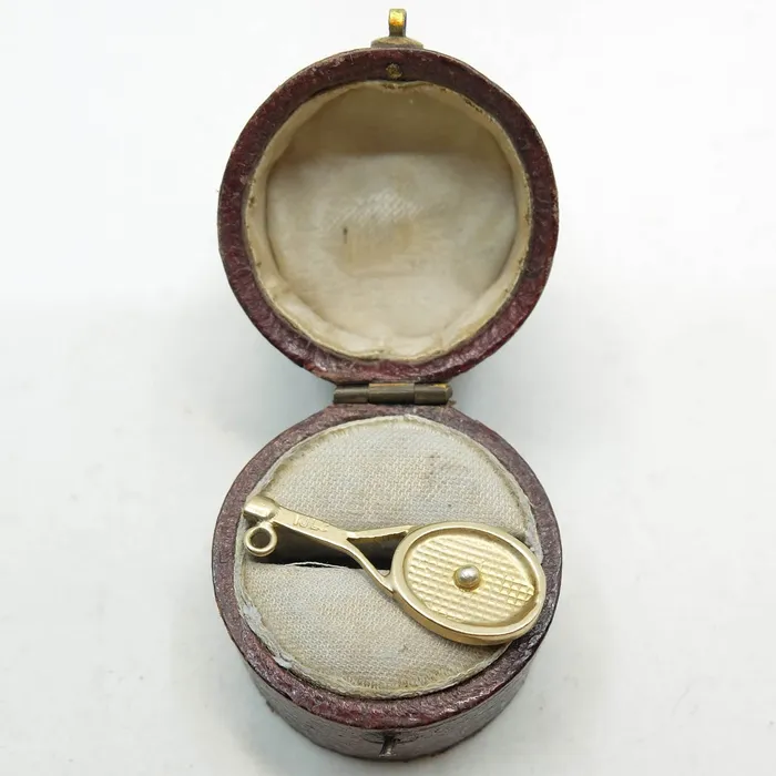 Charm Necklaces aliceeden Vintage 9ct Gold Tennis Racket Charm