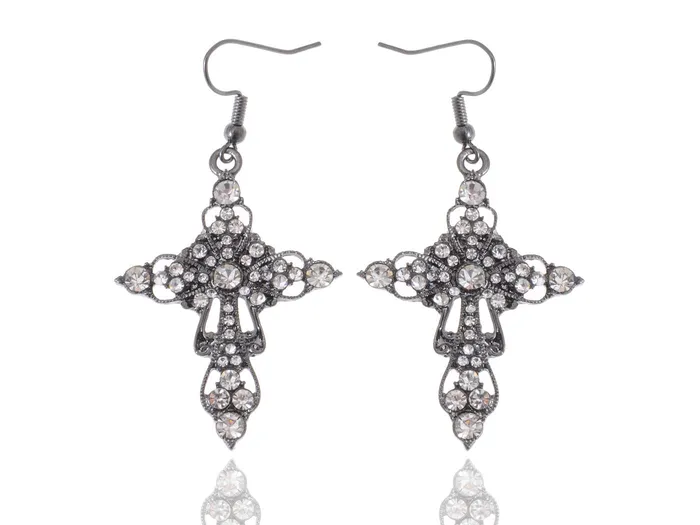 Earrings Alilang Gun Victorian Cross Hook Dangle Earrings