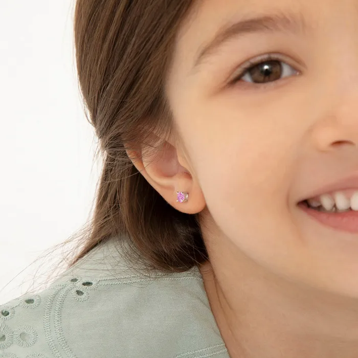 Earrings Baby Screw Back Earrings Classic Round Solitaire 4mm Baby Toddler Kids Earrings Screw Back Sterling Silver