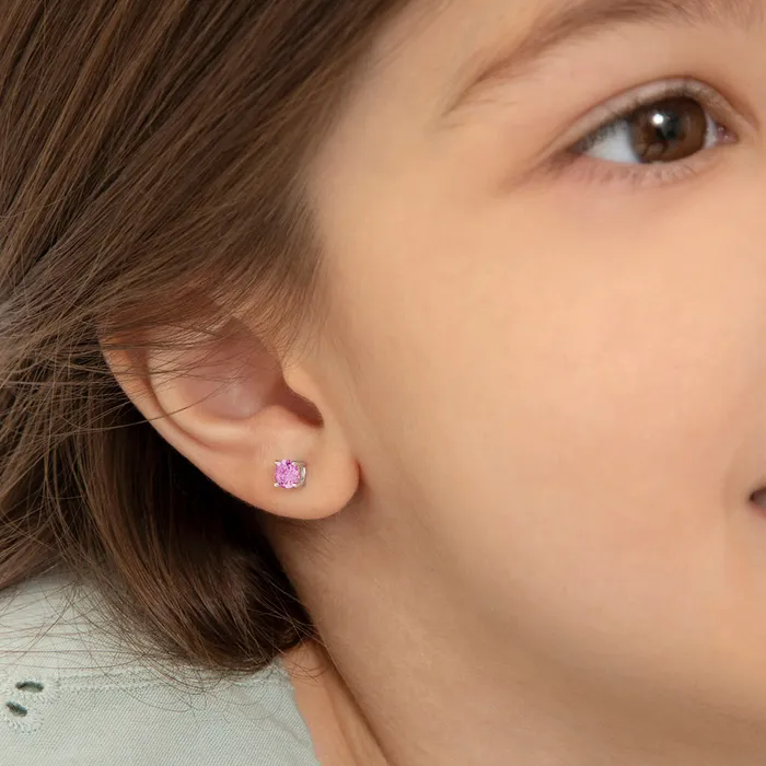 Earrings Baby Screw Back Earrings Classic Round Solitaire 4mm Baby Toddler Kids Earrings Screw Back Sterling Silver