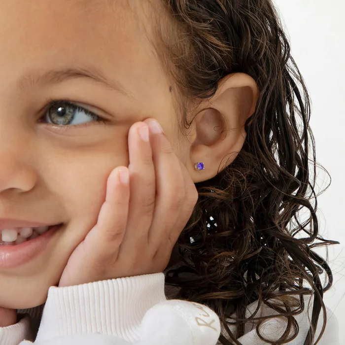 Earrings Baby Screw Back Earrings Traditional Prong Set 3mm Baby Toddler Kids Earrings Screw Back Sterling Silver