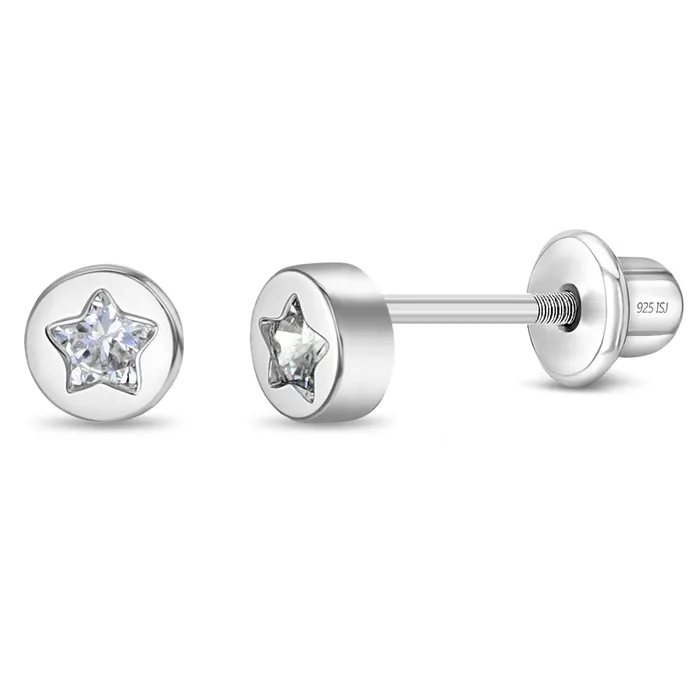 Earrings Kids Screw Back Earrings Bright Star Round Kids Childrens Girls Earrings Screw Back Sterling Silver Earrings Kids Screw Back Earrings Bright Star Round Kids Childrens Girls Earrings Screw Back Sterling Silver