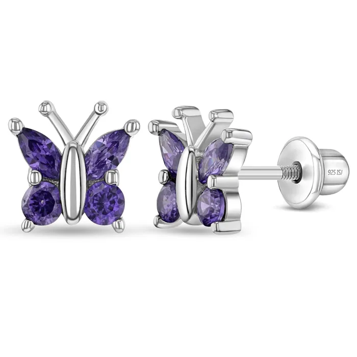 Earrings Kids Screw Back Earrings Dainty CZ Butterfly Baby Toddler Kids Earrings Screw Back Sterling Silver Earrings Kids Screw Back Earrings Dainty CZ Butterfly Baby Toddler Kids Earrings Screw Back Sterling Silver