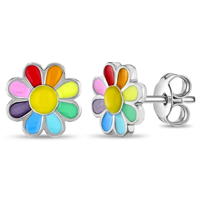 Earrings Kids Stud Earrings Rainbow Daisy Kids Childrens Girls Earrings Enamel Sterling Silver Earrings Kids Stud Earrings Rainbow Daisy Kids Childrens Girls Earrings Enamel Sterling Silver