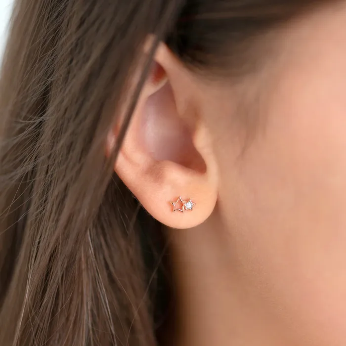 Earrings Kids Stud Earrings Starry Night Kids Teen Earrings Sterling Silver Rose Gold Plated