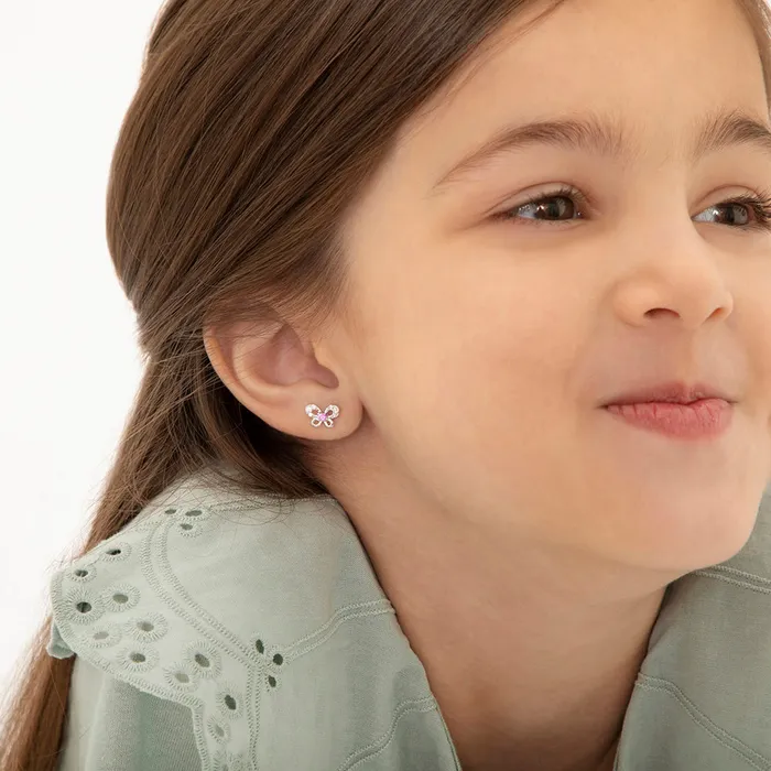 Earrings Petite Jeweled Butterfly Baby Toddler Kids Earrings Screw Back Sterling Silver Kids Screw Back Earrings