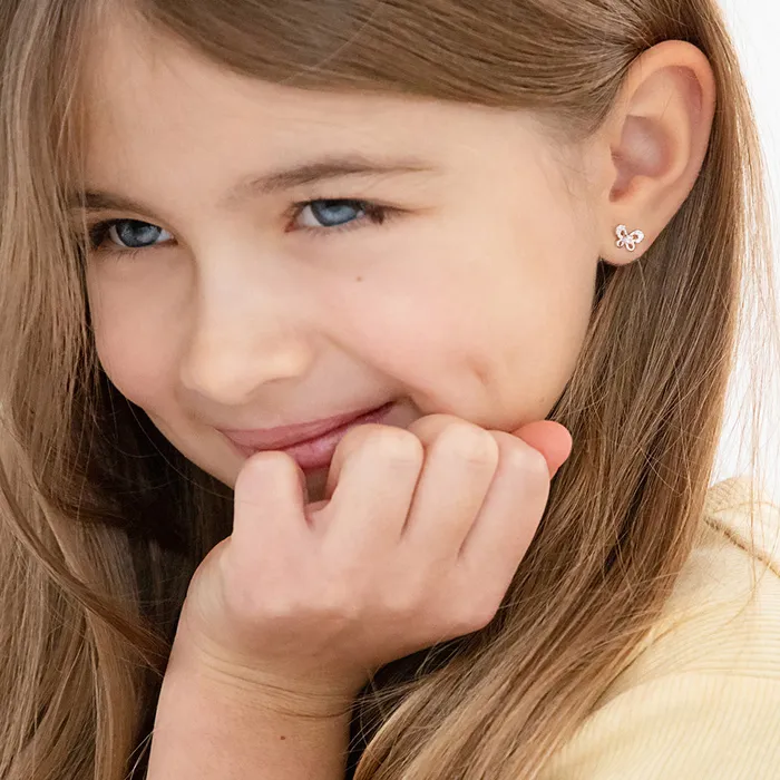 Earrings Petite Jeweled Butterfly Baby Toddler Kids Earrings Screw Back Sterling Silver Kids Screw Back Earrings