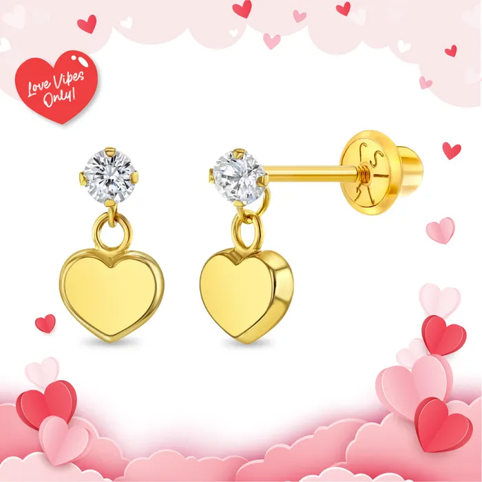 Earrings PPLRHIDDENPRODUCT 14k Gold Dangle Heart Kids Childrens Girls Earrings Safety Screw Back Earrings PPLRHIDDENPRODUCT 14k Gold Dangle Heart Kids Childrens Girls Earrings Safety Screw Back