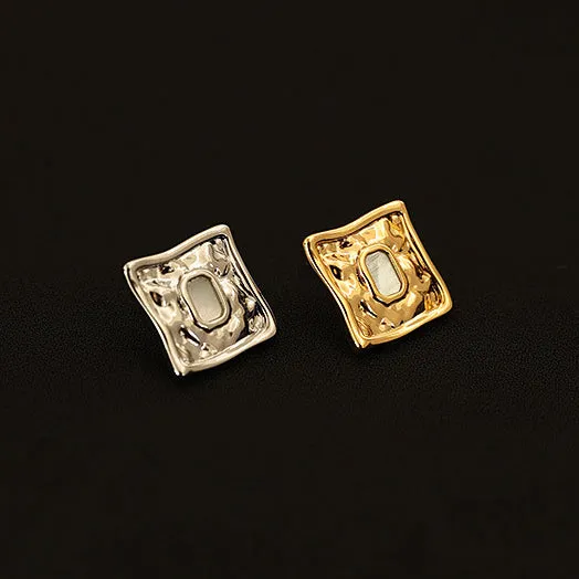 Earrings Refined by AnnaKaci Textured Asymmetrical Square Earrings