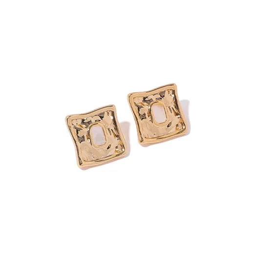 Earrings Refined by AnnaKaci Textured Asymmetrical Square Earrings