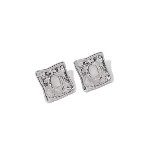 Earrings Refined by AnnaKaci Textured Asymmetrical Square Earrings
