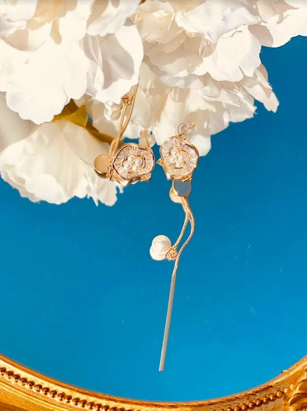Earrings Refined by AnnaKaci Textured Circle Long Tassel Earrings
