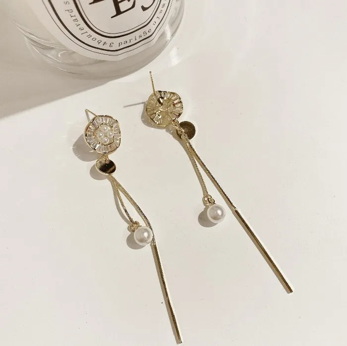 Earrings Refined by AnnaKaci Textured Circle Long Tassel Earrings Earrings Refined by AnnaKaci Textured Circle Long Tassel Earrings