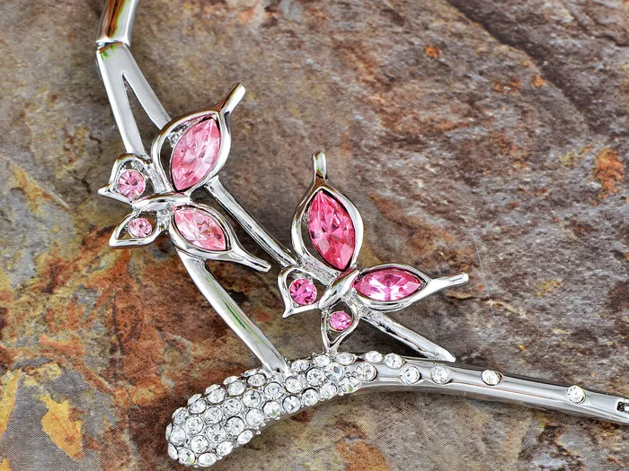 Earrings Swarovski Crystal Pink Rose Butterfly Love Duo Necklace Earring Set Alilang Earrings Swarovski Crystal Pink Rose Butterfly Love Duo Necklace Earring Set Alilang