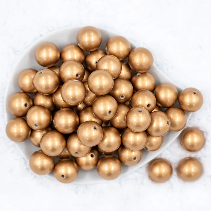 Earrings The BumbleBead Company 20mm Gold Faux Pearl Chunky Acrylic Bubblegum Beads