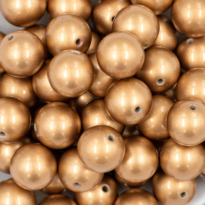 Earrings The BumbleBead Company 20mm Gold Faux Pearl Chunky Acrylic Bubblegum Beads