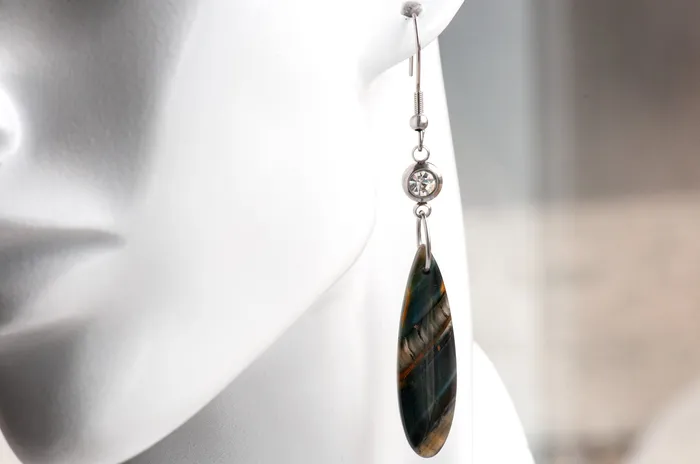 Fierce Lynx Designs Earrings Golden Blue Tiger Eye Drop Earrings