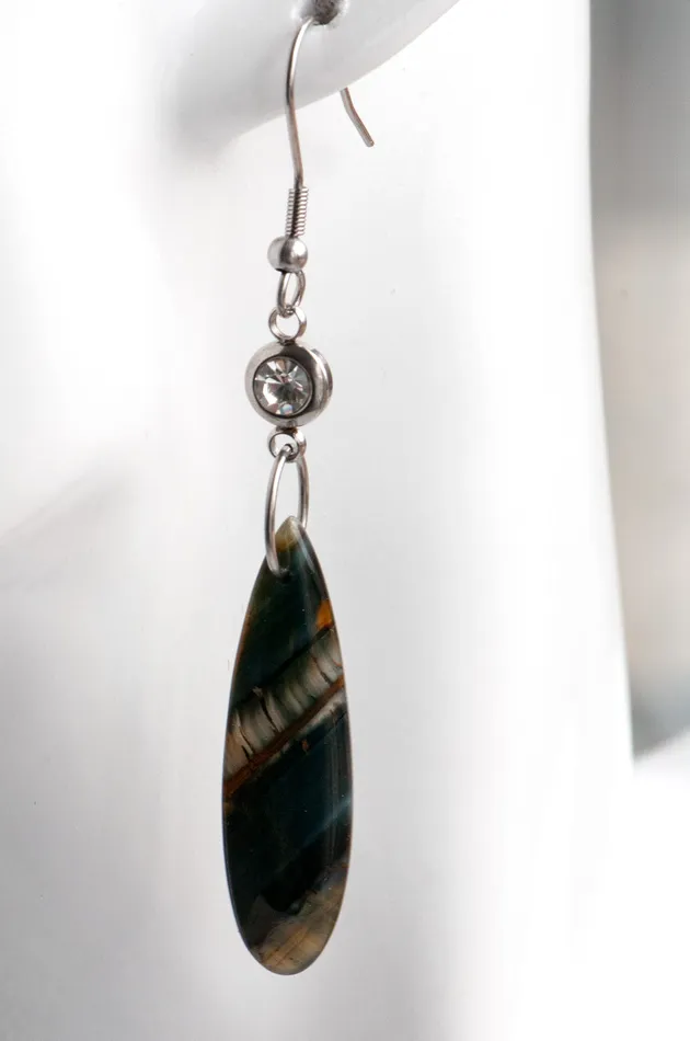 Fierce Lynx Designs Earrings Golden Blue Tiger Eye Drop Earrings