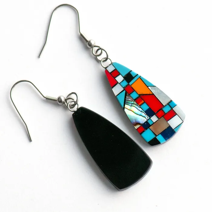 Fierce Lynx Designs Earrings Turquoise Shell Mosaic Drop Earrings