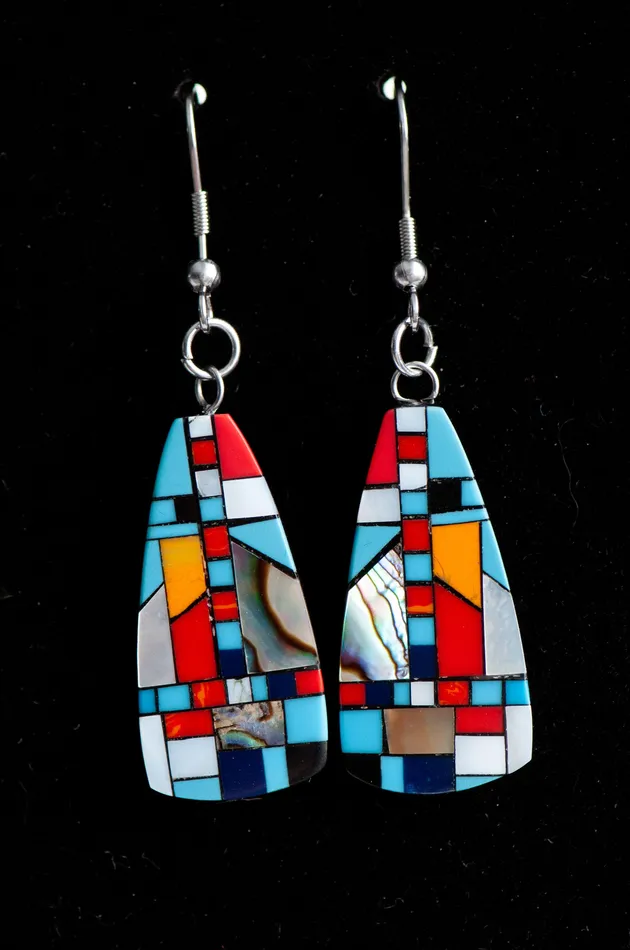 Fierce Lynx Designs Earrings Turquoise Shell Mosaic Drop Earrings