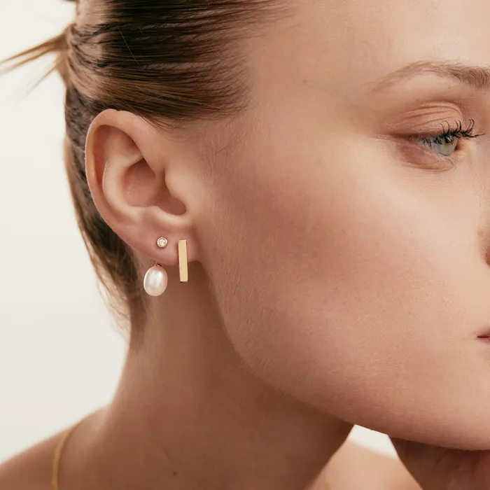 Gelin Diamond Earrings Pearl Drop Earrings