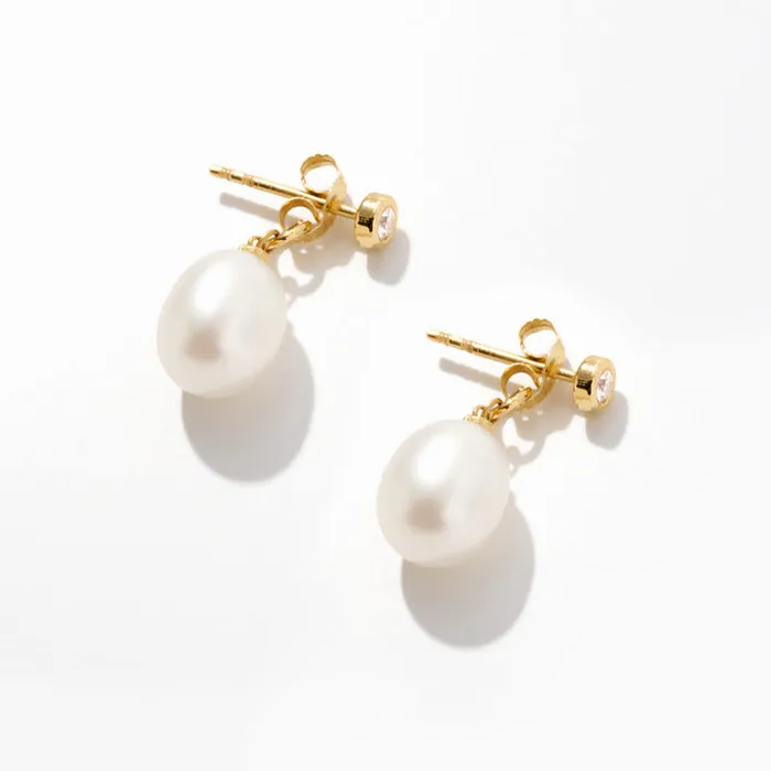 Gelin Diamond Earrings Pearl Drop Earrings