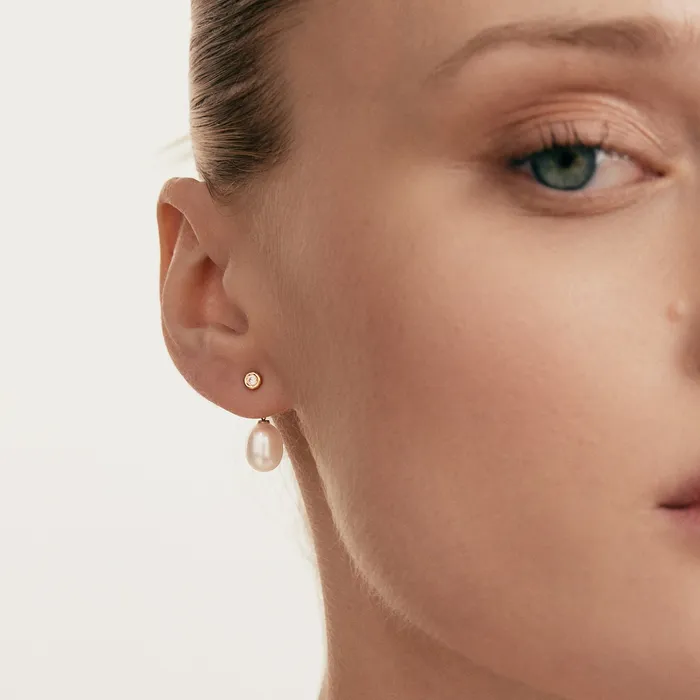 Gelin Diamond Earrings Pearl Drop Earrings