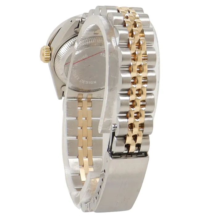 Happy Jewelers Earrings Rolex Datejust Yellow Gold Steel 26m Silver Diamond Dial Watch Reference 69173