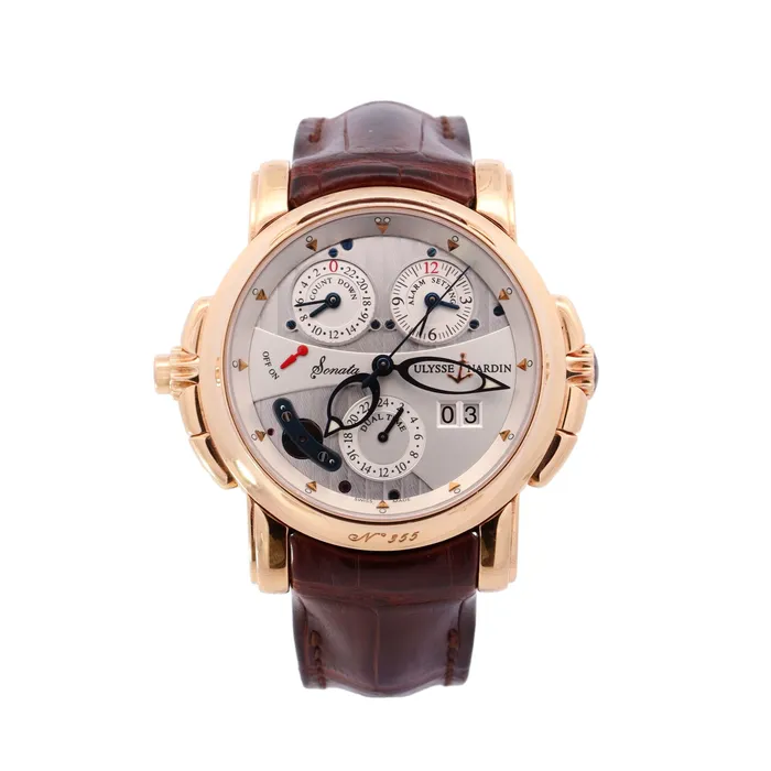 Happy Jewelers Earrings Ulysse Nardin Sonata Rose Gold 42mm Silver Dot Dial Watch Reference 67688 Happy Jewelers Earrings Ulysse Nardin Sonata Rose Gold 42mm Silver Dot Dial Watch Reference 67688